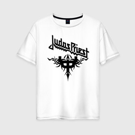 Женская футболка хлопок Oversize с принтом Judas priest в городе Новоалтайск, 100% хлопок | свободный крой, круглый ворот, спущенный рукав, длина до линии бедер
 | heavy metal | judas | judas priest | metal | priest | гленн типтон | грув метал | йен хилл | ричи фолкнер | роб хэлфорд | скотт трэвис | хард рок | хеви метал