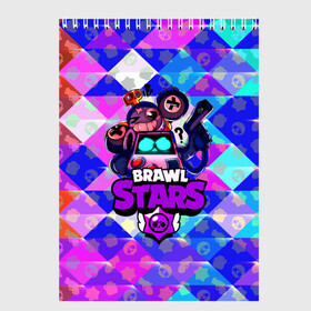 Скетчбук с принтом BRAWL STARS8BIT в городе Новоалтайск, 100% бумага
 | 48 листов, плотность листов — 100 г/м2, плотность картонной обложки — 250 г/м2. Листы скреплены сверху удобной пружинной спиралью | 8 bit | bibi | brawl stars | brock | bull | crow | dinomike | el primo | leon | mobile game | nita | poko | ricochet | stars | tara | бравл старс | ворон | леон | мобильные игры