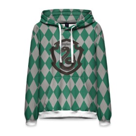 Мужская толстовка 3D с принтом Coat of Slytherin в городе Новоалтайск, 100% полиэстер | двухслойный капюшон со шнурком для регулировки, мягкие манжеты на рукавах и по низу толстовки, спереди карман-кенгуру с мягким внутренним слоем. | Тематика изображения на принте: vdgerir | гарри поттер | гриффиндор | дамблдор | добби | слизерин | хогвартс