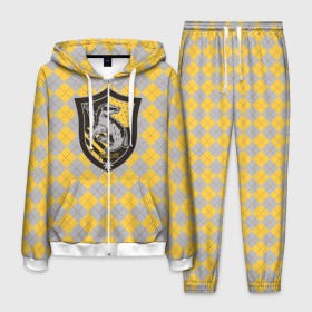 Мужской костюм 3D с принтом Coat of Hufflepuff в городе Новоалтайск, 100% полиэстер | Манжеты и пояс оформлены тканевой резинкой, двухслойный капюшон со шнурком для регулировки, карманы спереди | Тематика изображения на принте: vdgerir | гарри поттер | гриффиндор | дамблдор | добби | слизерин | хогвартс
