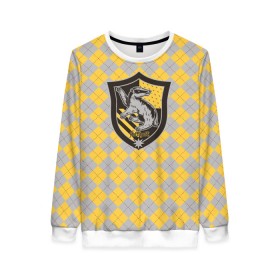 Женский свитшот 3D с принтом Coat of Hufflepuff в городе Новоалтайск, 100% полиэстер с мягким внутренним слоем | круглый вырез горловины, мягкая резинка на манжетах и поясе, свободная посадка по фигуре | Тематика изображения на принте: vdgerir | гарри поттер | гриффиндор | дамблдор | добби | слизерин | хогвартс