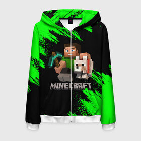 Мужская толстовка 3D на молнии с принтом MINECRAFT в городе Новоалтайск, 100% полиэстер | длина до линии бедра, манжеты и пояс оформлены мягкой тканевой резинкой, двухслойный капюшон со шнурком для регулировки, спереди молния, по бокам два кармана | game | minecraft | блоки | игра | квадраты | компьютерная игра | крипер | майнкрафт