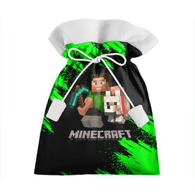 Подарочный 3D мешок с принтом MINECRAFT в городе Новоалтайск, 100% полиэстер | Размер: 29*39 см | Тематика изображения на принте: game | minecraft | блоки | игра | квадраты | компьютерная игра | крипер | майнкрафт
