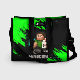 Сумка-шоппер 3D с принтом MINECRAFT в городе Новоалтайск, 100% полиэстер | застегивается на металлическую кнопку; внутренний карман застегивается на молнию. Стенки укреплены специальным мягким материалом, чтобы защитить содержимое от несильных ударов
 | game | minecraft | блоки | игра | квадраты | компьютерная игра | крипер | майнкрафт