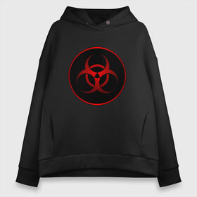 Женское худи Oversize хлопок с принтом Biohazard в городе Новоалтайск, френч-терри — 70% хлопок, 30% полиэстер. Мягкий теплый начес внутри —100% хлопок | боковые карманы, эластичные манжеты и нижняя кромка, капюшон на магнитной кнопке | biohazard | бактерии | бактерия | биологическая опасность | вирус | вирусы | заражение | зараза | заразный | знак | микроб | микробы | опасно | опасность | предупреждение | эпидемия