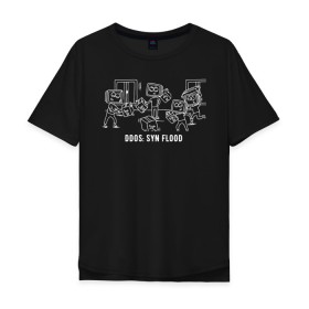 Мужская футболка хлопок Oversize с принтом DDoS: SYN Flood white в городе Новоалтайск, 100% хлопок | свободный крой, круглый ворот, “спинка” длиннее передней части | ddos | it comics | it комикс | syn flood | ддос | ддос атака