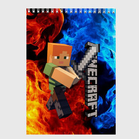 Скетчбук с принтом MINECRAFT в городе Новоалтайск, 100% бумага
 | 48 листов, плотность листов — 100 г/м2, плотность картонной обложки — 250 г/м2. Листы скреплены сверху удобной пружинной спиралью | game | minecraft | блоки | игра | квадраты | компьютерная игра | крипер | майнкрафт