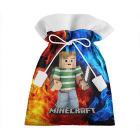 Подарочный 3D мешок с принтом MINECRAFT в городе Новоалтайск, 100% полиэстер | Размер: 29*39 см | Тематика изображения на принте: game | minecraft | блоки | игра | квадраты | компьютерная игра | крипер | майнкрафт