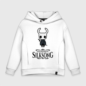 Детское худи Oversize хлопок с принтом Hollow Knight в городе Новоалтайск, френч-терри — 70% хлопок, 30% полиэстер. Мягкий теплый начес внутри —100% хлопок | боковые карманы, эластичные манжеты и нижняя кромка, капюшон на магнитной кнопке | Тематика изображения на принте: grimm | hallounest | heart of nightmare | hollow knight | hornet | knight | quirrell | silksong | гримм | квиррел | рыцарь | халлоунест | холлоу найт | хорнет