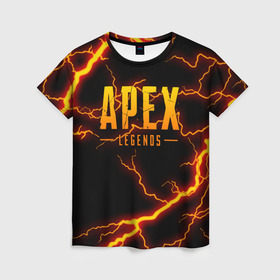 Женская футболка 3D с принтом APEX LEGENDS в городе Новоалтайск, 100% полиэфир ( синтетическое хлопкоподобное полотно) | прямой крой, круглый вырез горловины, длина до линии бедер | apex | apex legends | battle | battle royal | bloodhound | titanfall | wraith | апекс | апекс легендс | батл рояль | битва | война | каустик | королевская битва