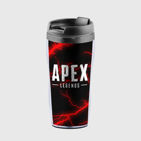 Термокружка-непроливайка с принтом APEX LEGENDS в городе Новоалтайск, внутренняя часть — пищевой пластик, наружная часть — прозрачный пластик, между ними — полиграфическая вставка с рисунком | объем — 350 мл, герметичная крышка | apex | apex legends | battle | battle royal | bloodhound | titanfall | wraith | апекс | апекс легендс | батл рояль | битва | война | каустик | королевская битва