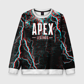 Детский свитшот 3D с принтом APEX LEGENDS GLITCH в городе Новоалтайск, 100% полиэстер | свободная посадка, прямой крой, мягкая тканевая резинка на рукавах и понизу свитшота | apex | apex legends | battle | battle royal | bloodhound | titanfall | wraith | апекс | апекс легендс | батл рояль | битва | война | каустик | королевская битва
