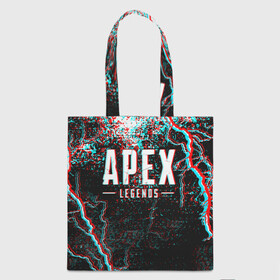 Шоппер 3D с принтом APEX LEGENDS GLITCH в городе Новоалтайск, 100% полиэстер | Плотность: 200 г/м2; Размер: 34×35 см; Высота лямок: 30 см | apex | apex legends | battle | battle royal | bloodhound | titanfall | wraith | апекс | апекс легендс | батл рояль | битва | война | каустик | королевская битва