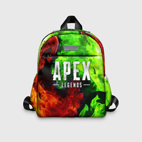 Детский рюкзак 3D с принтом APEX LEGENDS  в городе Новоалтайск, 100% полиэстер | лямки с регулируемой длиной, сверху петелька, чтобы рюкзак можно было повесить на вешалку. Основное отделение закрывается на молнию, как и внешний карман. Внутри дополнительный карман. По бокам два дополнительных кармашка | Тематика изображения на принте: apex | apex legends | battle | battle royal | bloodhound | titanfall | wraith | апекс | апекс легендс | батл рояль | битва | война | каустик | королевская битва