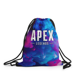 Рюкзак-мешок 3D с принтом APEX LEGENDS  в городе Новоалтайск, 100% полиэстер | плотность ткани — 200 г/м2, размер — 35 х 45 см; лямки — толстые шнурки, застежка на шнуровке, без карманов и подкладки | apex | apex legends | battle | battle royal | bloodhound | titanfall | wraith | апекс | апекс легендс | батл рояль | битва | война | каустик | королевская битва