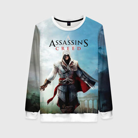 Женский свитшот 3D с принтом Assassins Creed в городе Новоалтайск, 100% полиэстер с мягким внутренним слоем | круглый вырез горловины, мягкая резинка на манжетах и поясе, свободная посадка по фигуре | blood | game | асасин | ассасин | ассасин крид | ассассин | ассассин крид | дезмонд майлс | дитя ассассинов | игра | кровь | надпись | оружие