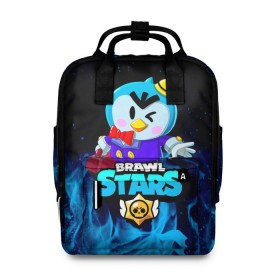 Женский рюкзак 3D с принтом BRAWL STARS MR.P в городе Новоалтайск, 100% полиэстер | лямки с регулируемой длиной, сверху ручки, чтобы рюкзак нести как сумку. Основное отделение закрывается на молнию, как и внешний карман. Внутри два дополнительных кармана, один из которых закрывается на молнию. По бокам два дополнительных кармашка, куда поместится маленькая бутылочка
 | bibi | brawl stars | crow | el brown | leon | leon shark | max | mr.p | sally leon | shark | stars | werewolf | акула | биби | ворон | леон | оборотень | пингвин