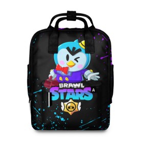 Женский рюкзак 3D с принтом BRAWL STARS MR.P в городе Новоалтайск, 100% полиэстер | лямки с регулируемой длиной, сверху ручки, чтобы рюкзак нести как сумку. Основное отделение закрывается на молнию, как и внешний карман. Внутри два дополнительных кармана, один из которых закрывается на молнию. По бокам два дополнительных кармашка, куда поместится маленькая бутылочка
 | bibi | brawl stars | crow | el brown | leon | leon shark | max | mr.p | sally leon | shark | stars | werewolf | акула | биби | ворон | леон | оборотень | пингвин