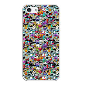 Чехол для iPhone 5/5S матовый с принтом Stickerboom в городе Новоалтайск, Силикон | Область печати: задняя сторона чехла, без боковых панелей | art | bomb | graffiti | hearts | monsters | stars | stickerboom | stickers | texture | арт | бомба | вишня | граффити | звезды | монстры | мороженое | сердечки | стикербум | стикеры | текстура