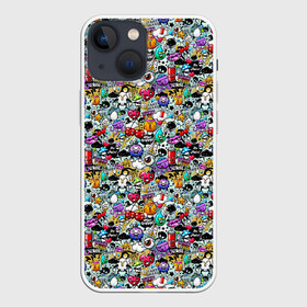 Чехол для iPhone 13 mini с принтом Stickerboom в городе Новоалтайск,  |  | Тематика изображения на принте: art | bomb | graffiti | hearts | monsters | stars | stickerboom | stickers | texture | арт | бомба | вишня | граффити | звезды | монстры | мороженое | сердечки | стикербум | стикеры | текстура