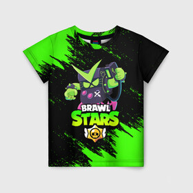 Детская футболка 3D с принтом BRAWL STARS VIRUS 8-BIT в городе Новоалтайск, 100% гипоаллергенный полиэфир | прямой крой, круглый вырез горловины, длина до линии бедер, чуть спущенное плечо, ткань немного тянется | 8 bit | 8 бит | bibi | brawl stars | crow | el brown | leon | leon shark | max | mr.p | sally leon | shark | stars | virus | werewolf | акула | биби | вирус | ворон | леон | оборотень | пингвин