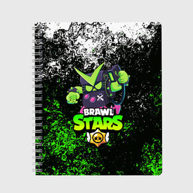 Тетрадь с принтом BRAWL STARS VIRUS 8-BIT в городе Новоалтайск, 100% бумага | 48 листов, плотность листов — 60 г/м2, плотность картонной обложки — 250 г/м2. Листы скреплены сбоку удобной пружинной спиралью. Уголки страниц и обложки скругленные. Цвет линий — светло-серый
 | 8 bit | 8 бит | bibi | brawl stars | crow | el brown | leon | leon shark | max | mr.p | sally leon | shark | stars | virus | werewolf | акула | биби | вирус | ворон | леон | оборотень | пингвин