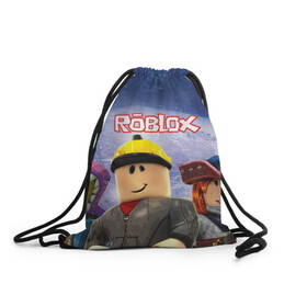 Рюкзак-мешок 3D с принтом ROBLOX в городе Новоалтайск, 100% полиэстер | плотность ткани — 200 г/м2, размер — 35 х 45 см; лямки — толстые шнурки, застежка на шнуровке, без карманов и подкладки | Тематика изображения на принте: game | gamer | logo | minecraft | roblox | simulator | игра | конструктор | лого | майнкрафт | симулятор | строительство | фигура
