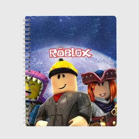 Тетрадь с принтом ROBLOX в городе Новоалтайск, 100% бумага | 48 листов, плотность листов — 60 г/м2, плотность картонной обложки — 250 г/м2. Листы скреплены сбоку удобной пружинной спиралью. Уголки страниц и обложки скругленные. Цвет линий — светло-серый
 | game | gamer | logo | minecraft | roblox | simulator | игра | конструктор | лого | майнкрафт | симулятор | строительство | фигура