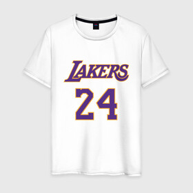Мужская футболка хлопок с принтом Lakers 24 в городе Новоалтайск, 100% хлопок | прямой крой, круглый вырез горловины, длина до линии бедер, слегка спущенное плечо. | basketball | black | bryant | game | james | kobe | kobebryant | lakers | lebron | los angeles | mamba | nba | rip | slam dunk | баскетбол | баскетболист | брайант | браянт | джеймс | игрок | коби | леброн | лейкерс | лос анджеле