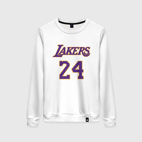 Женский свитшот хлопок с принтом Lakers 24 в городе Новоалтайск, 100% хлопок | прямой крой, круглый вырез, на манжетах и по низу широкая трикотажная резинка  | basketball | black | bryant | game | james | kobe | kobebryant | lakers | lebron | los angeles | mamba | nba | rip | slam dunk | баскетбол | баскетболист | брайант | браянт | джеймс | игрок | коби | леброн | лейкерс | лос анджеле