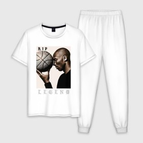 Мужская пижама хлопок с принтом Kobe - RIP Legend в городе Новоалтайск, 100% хлопок | брюки и футболка прямого кроя, без карманов, на брюках мягкая резинка на поясе и по низу штанин
 | basketball | black | bryant | game | james | kobe | kobebryant | lakers | lebron | los angeles | mamba | nba | rip | slam dunk | баскетбол | баскетболист | брайант | браянт | джеймс | игрок | коби | леброн | лейкерс | лос анджеле