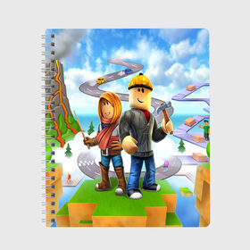 Тетрадь с принтом ROBLOX в городе Новоалтайск, 100% бумага | 48 листов, плотность листов — 60 г/м2, плотность картонной обложки — 250 г/м2. Листы скреплены сбоку удобной пружинной спиралью. Уголки страниц и обложки скругленные. Цвет линий — светло-серый
 | game | gamer | logo | minecraft | roblox | simulator | игра | конструктор | лого | майнкрафт | симулятор | строительство | фигура