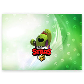 Поздравительная открытка с принтом spike brawl stars в городе Новоалтайск, 100% бумага | плотность бумаги 280 г/м2, матовая, на обратной стороне линовка и место для марки
 | brawl | brawl stars | spike | бравл | бравл старс | спайк