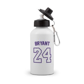 Бутылка спортивная с принтом Bryant 24 в городе Новоалтайск, металл | емкость — 500 мл, в комплекте две пластиковые крышки и карабин для крепления | Тематика изображения на принте: basketball | black | bryant | game | james | kobe | kobebryant | lakers | lebron | los angeles | mamba | nba | rip | slam dunk | баскетбол | баскетболист | брайант | браянт | джеймс | игрок | коби | леброн | лейкерс | лос анджеле