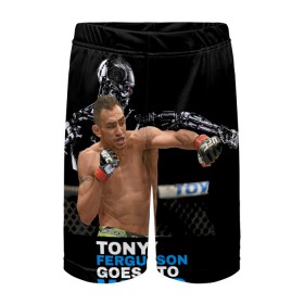 Детские спортивные шорты 3D с принтом Tony Ferguson в городе Новоалтайск,  100% полиэстер
 | пояс оформлен широкой мягкой резинкой, ткань тянется
 | ferguson | tony | американский | без | боец | правил | смешанного | стиля | тони | фергюсон