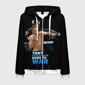Мужская толстовка 3D на молнии с принтом Tony Ferguson в городе Новоалтайск, 100% полиэстер | длина до линии бедра, манжеты и пояс оформлены мягкой тканевой резинкой, двухслойный капюшон со шнурком для регулировки, спереди молния, по бокам два кармана | ferguson | tony | американский | без | боец | правил | смешанного | стиля | тони | фергюсон