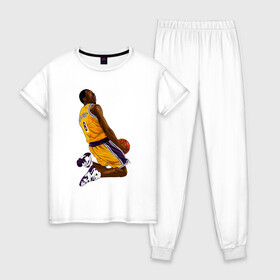 Женская пижама хлопок с принтом Kobe Bryant в городе Новоалтайск, 100% хлопок | брюки и футболка прямого кроя, без карманов, на брюках мягкая резинка на поясе и по низу штанин | basketball | black | bryant | game | james | kobe | kobebryant | lakers | lebron | los angeles | mamba | nba | rip | slam dunk | баскетбол | баскетболист | брайант | браянт | джеймс | игрок | коби | леброн | лейкерс | лос анджеле