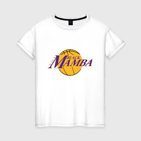 Женская футболка хлопок с принтом Lakers - Black Mamba в городе Новоалтайск, 100% хлопок | прямой крой, круглый вырез горловины, длина до линии бедер, слегка спущенное плечо | basketball | black | bryant | game | james | kobe | kobebryant | lakers | lebron | los angeles | mamba | nba | rip | slam dunk | баскетбол | баскетболист | брайант | браянт | джеймс | игрок | коби | леброн | лейкерс | лос анджеле