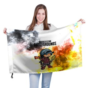 Флаг 3D с принтом PUBG в городе Новоалтайск, 100% полиэстер | плотность ткани — 95 г/м2, размер — 67 х 109 см. Принт наносится с одной стороны | playerunknowns battlegrounds | pubg | игра | королевская битва | пабг | шутер