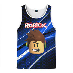 Мужская майка 3D с принтом ROBLOX в городе Новоалтайск, 100% полиэстер | круглая горловина, приталенный силуэт, длина до линии бедра. Пройма и горловина окантованы тонкой бейкой | game | gamer | logo | minecraft | roblox | simulator | игра | конструктор | лого | майнкрафт | симулятор | строительство | фигура
