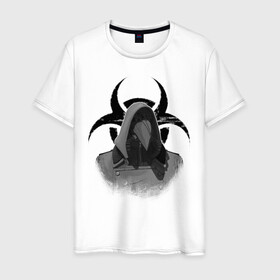 Мужская футболка хлопок с принтом Plague Doctor в городе Новоалтайск, 100% хлопок | прямой крой, круглый вырез горловины, длина до линии бедер, слегка спущенное плечо. | biohazard | plague doctor | биологическая опасность | чумной доктор