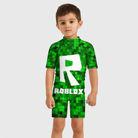 Детский купальный костюм 3D с принтом Roblox в городе Новоалтайск, Полиэстер 85%, Спандекс 15% | застежка на молнии на спине | game | roblox | блок | игра | игрушка | лего | майнкрафт | персонажи | персонажи из кубиков | роблокс | робот