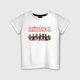 Детская футболка хлопок с принтом ROBLOX в городе Новоалтайск, 100% хлопок | круглый вырез горловины, полуприлегающий силуэт, длина до линии бедер | game | gamer | logo | minecraft | roblox | simulator | игра | конструктор | лого | майнкрафт | симулятор | строительство | фигура