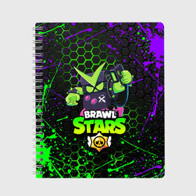 Тетрадь с принтом BRAWL STARS VIRUS 8-BIT в городе Новоалтайск, 100% бумага | 48 листов, плотность листов — 60 г/м2, плотность картонной обложки — 250 г/м2. Листы скреплены сбоку удобной пружинной спиралью. Уголки страниц и обложки скругленные. Цвет линий — светло-серый
 | 8 bit | 8 бит | bibi | brawl stars | crow | el brown | leon | leon shark | max | mr.p | sally leon | shark | stars | virus | werewolf | акула | биби | вирус | ворон | леон | оборотень | пингвин