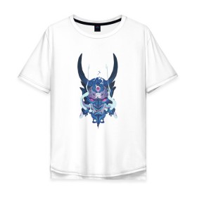 Мужская футболка хлопок Oversize с принтом Маска смерти, Маска демона в городе Новоалтайск, 100% хлопок | свободный крой, круглый ворот, “спинка” длиннее передней части | 