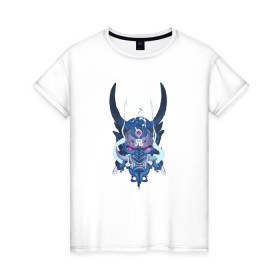 Женская футболка хлопок с принтом Маска смерти, Маска демона в городе Новоалтайск, 100% хлопок | прямой крой, круглый вырез горловины, длина до линии бедер, слегка спущенное плечо | 