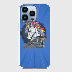 Чехол для iPhone 13 Pro с принтом Единорог Rock в городе Новоалтайск,  |  | Тематика изображения на принте: rock | единорог | единорог рокер | кожанка | конь | лошадь | многоцветный | радуга | рог | рок | шипы