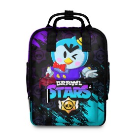 Женский рюкзак 3D с принтом BRAWL STARS MR.P в городе Новоалтайск, 100% полиэстер | лямки с регулируемой длиной, сверху ручки, чтобы рюкзак нести как сумку. Основное отделение закрывается на молнию, как и внешний карман. Внутри два дополнительных кармана, один из которых закрывается на молнию. По бокам два дополнительных кармашка, куда поместится маленькая бутылочка
 | 8 bit | 8 бит | bibi | brawl stars | crow | el brown | leon | leon shark | max | mr.p | sally leon | shark | stars | virus | werewolf | акула | биби | вирус | ворон | леон | оборотень | пингвин