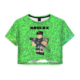 Женская футболка Crop-top 3D с принтом Roblox. в городе Новоалтайск, 100% полиэстер | круглая горловина, длина футболки до линии талии, рукава с отворотами | game | roblox | блок | игра | игрушка | лего | майнкрафт | персонажи | персонажи из кубиков | роблокс | робот