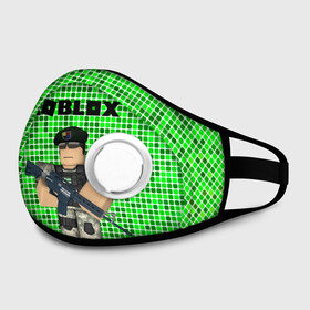 Маска из неопрена с принтом Roblox. в городе Новоалтайск, неопрен 100% | Форма огибающая нос. Резинки для ушей с дополнительной резинкой на затылке. Клапан для выдоха для активного дыхания при занятиях спортом. Эластичный материал маски и окантовки для лучшего растяжения и прилегания маски.  | Тематика изображения на принте: game | roblox | блок | игра | игрушка | лего | майнкрафт | персонажи | персонажи из кубиков | роблокс | робот